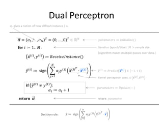 Perceptron Learning Algorithm


                  iteration (epoch/time).




                  return parameters




                                            73
 