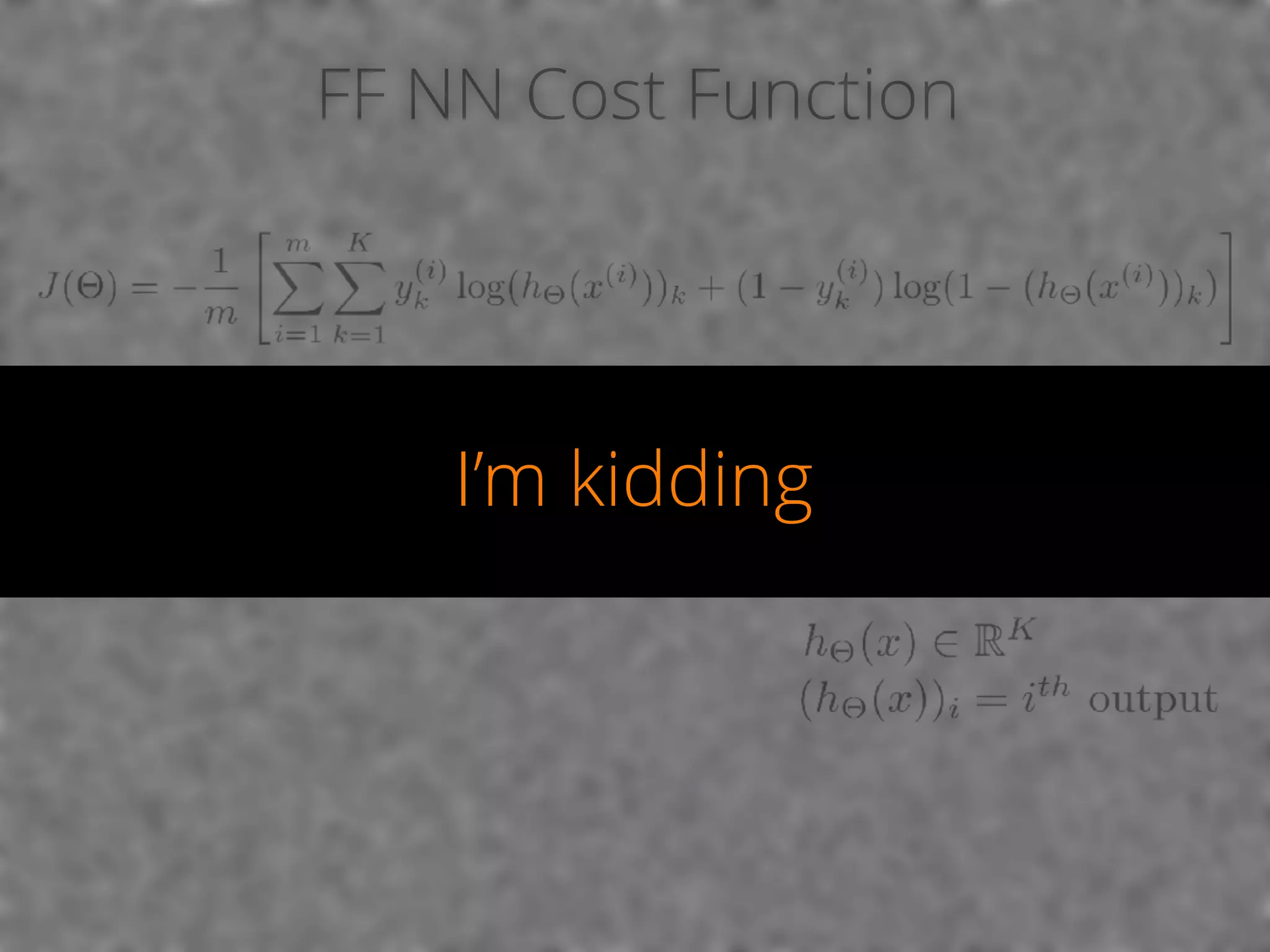 FF NN Cost Function I’m kidding 