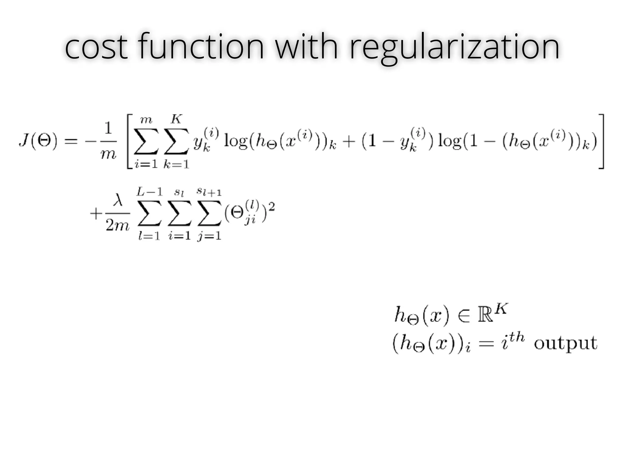 cost function with regularization 