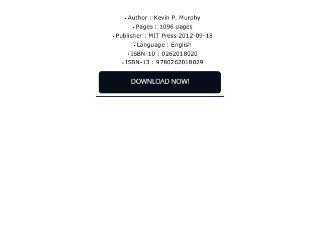 kevin murphy machine learning a probabilistic perspective mit press