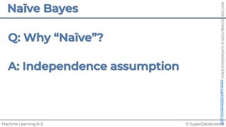 © SuperDataScience
Machine Learning A-Z
NOT
FOR
DISTRIBUTION
©
SUPERDATASCIENCE
www.superdatascience.com
 