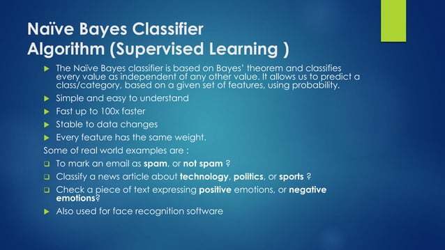 Machine learning Algorithms | PPT