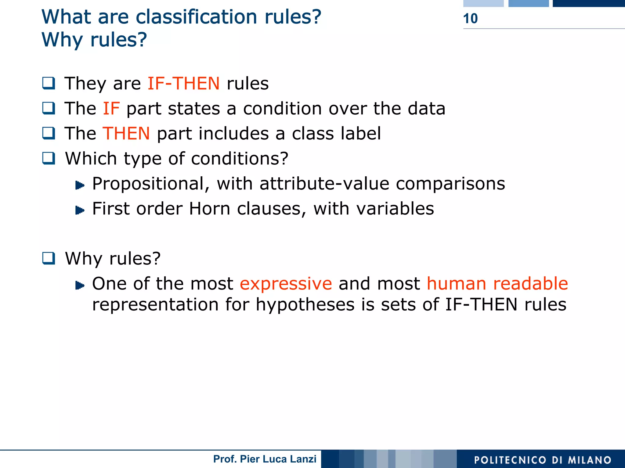 Machine Learning and Data Mining: 12 Classification Rules
