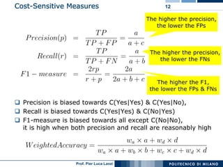 Cost-Sensitive Measures                          12

                                           The higher the precision,
...