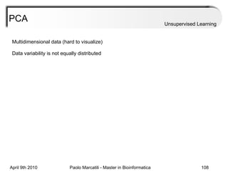PCA Unsupervised Learning Multidimensional data (hard to visualize) Data variability is not equally distributed 