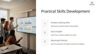 Practical Skills Development
Problem-Solving Skills
Build basic practical problem-solving skills
Data Insights
Learn how to extract insights from data
Meaningful Results
Use AI to generate meaningful results from datasets
 