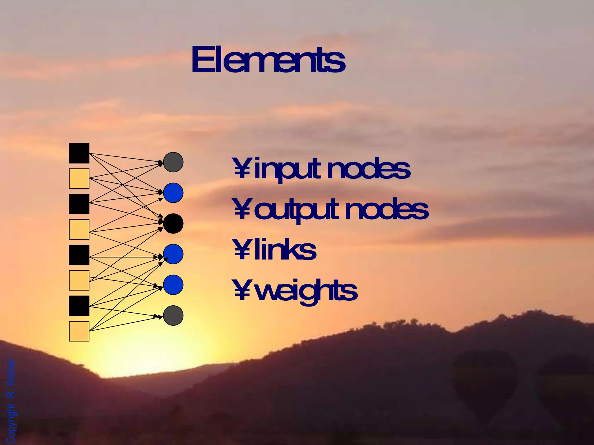 Elements input nodes output nodes links weights 