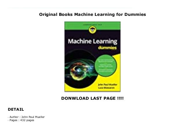 machine learning for dummies book