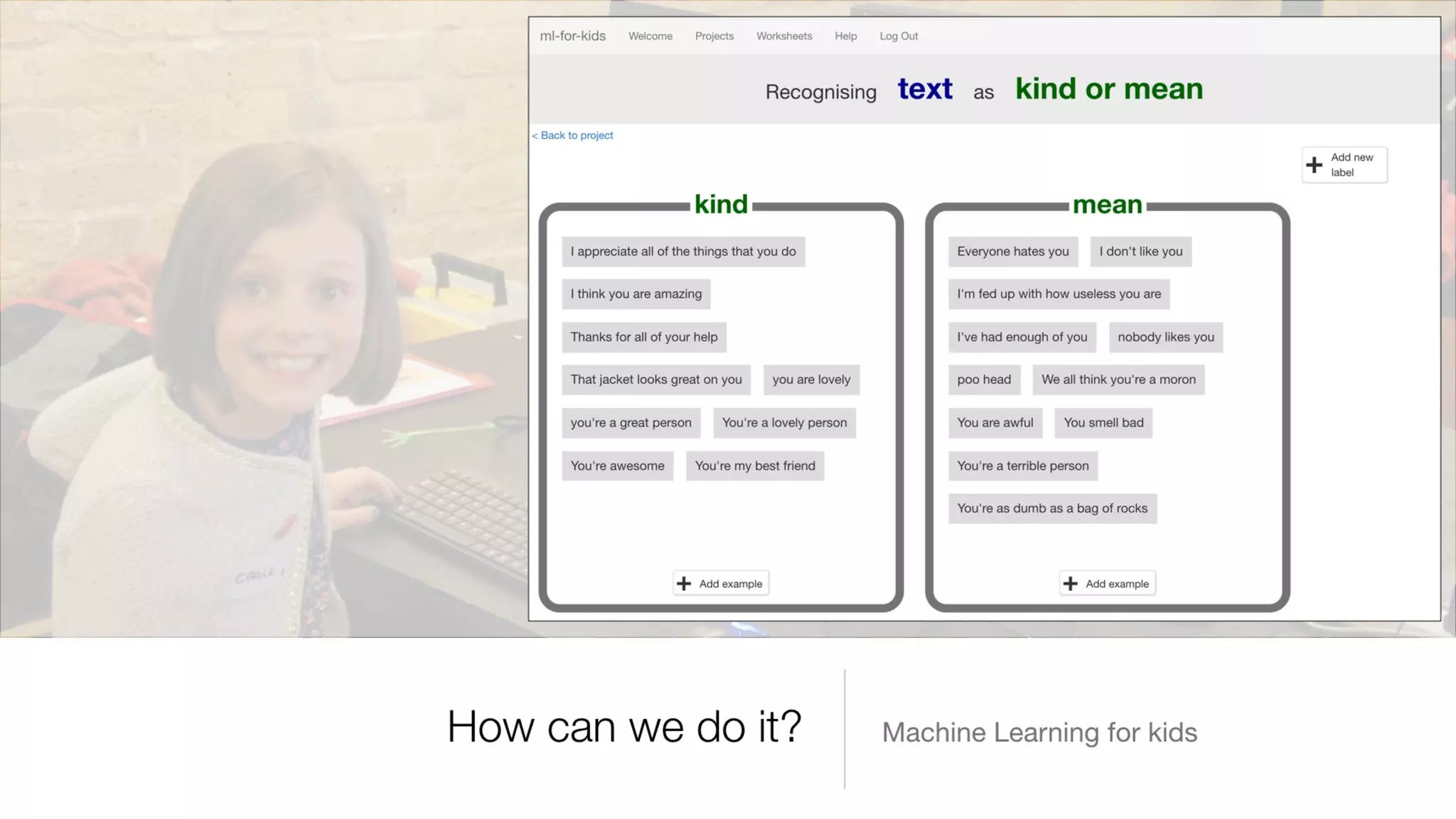 Introducing machine learning to kids