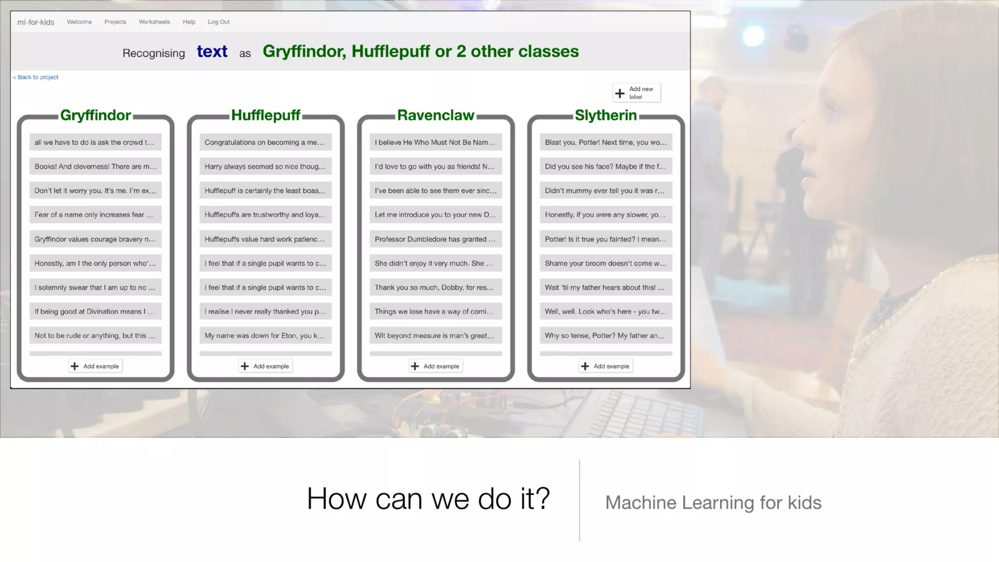 Introducing machine learning to kids