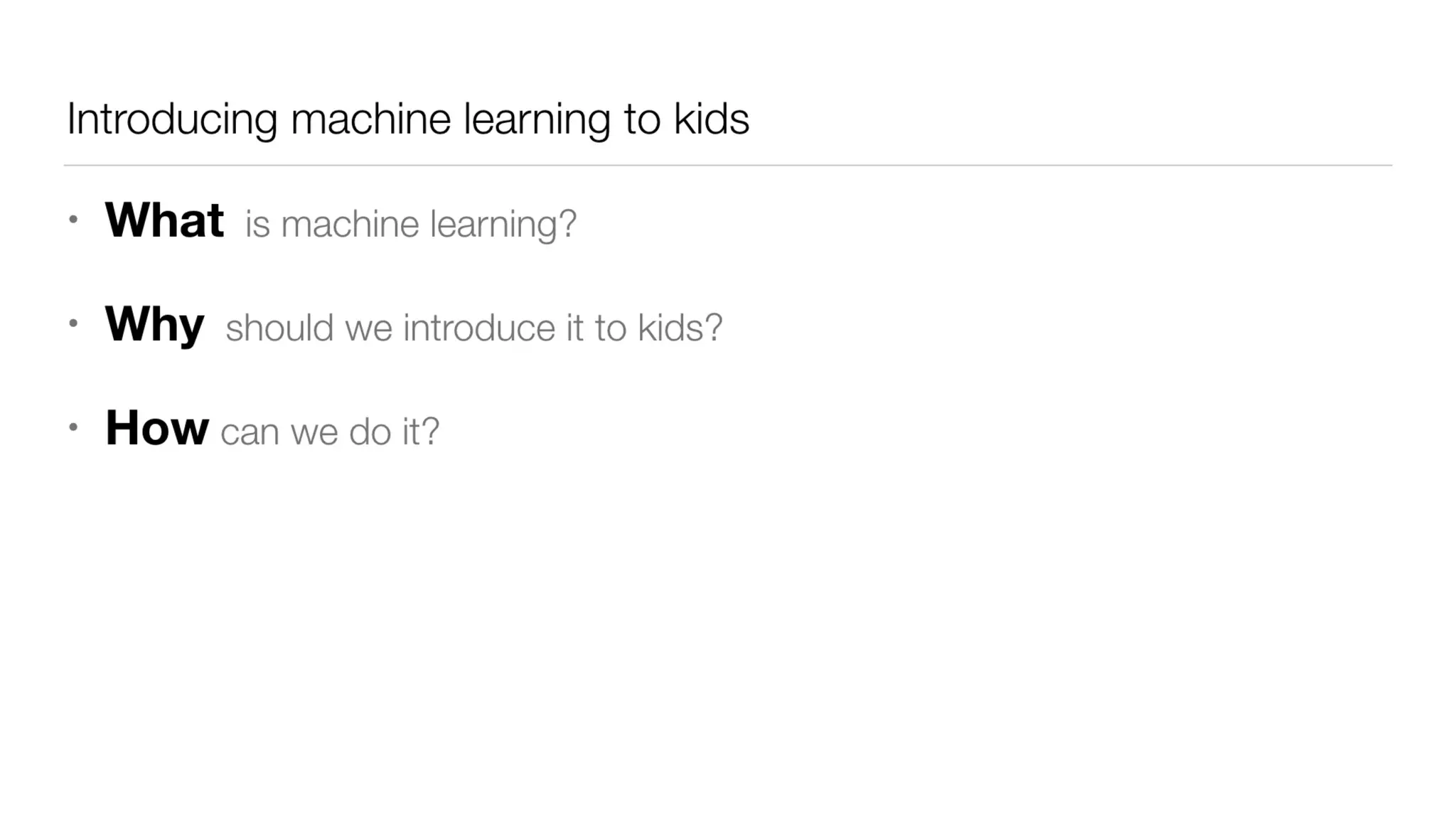 Introducing machine learning to kids