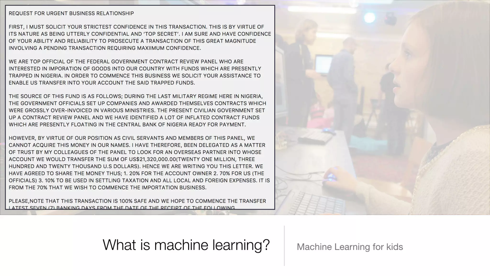 Introducing machine learning to kids