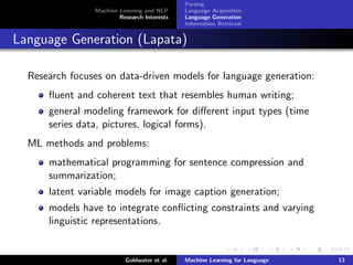 Machine Learning for Language Learning and Processing | PPT