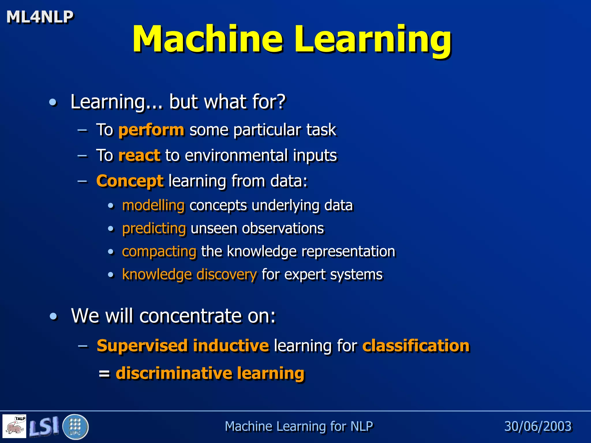 Machine Learning for NLP | PPT