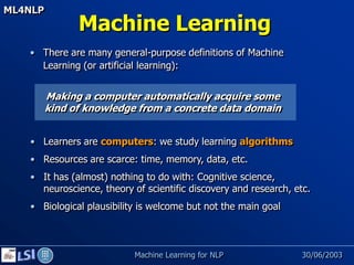 Machine Learning for NLP | PPT