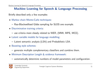 Machine Learning for Speech | PPT
