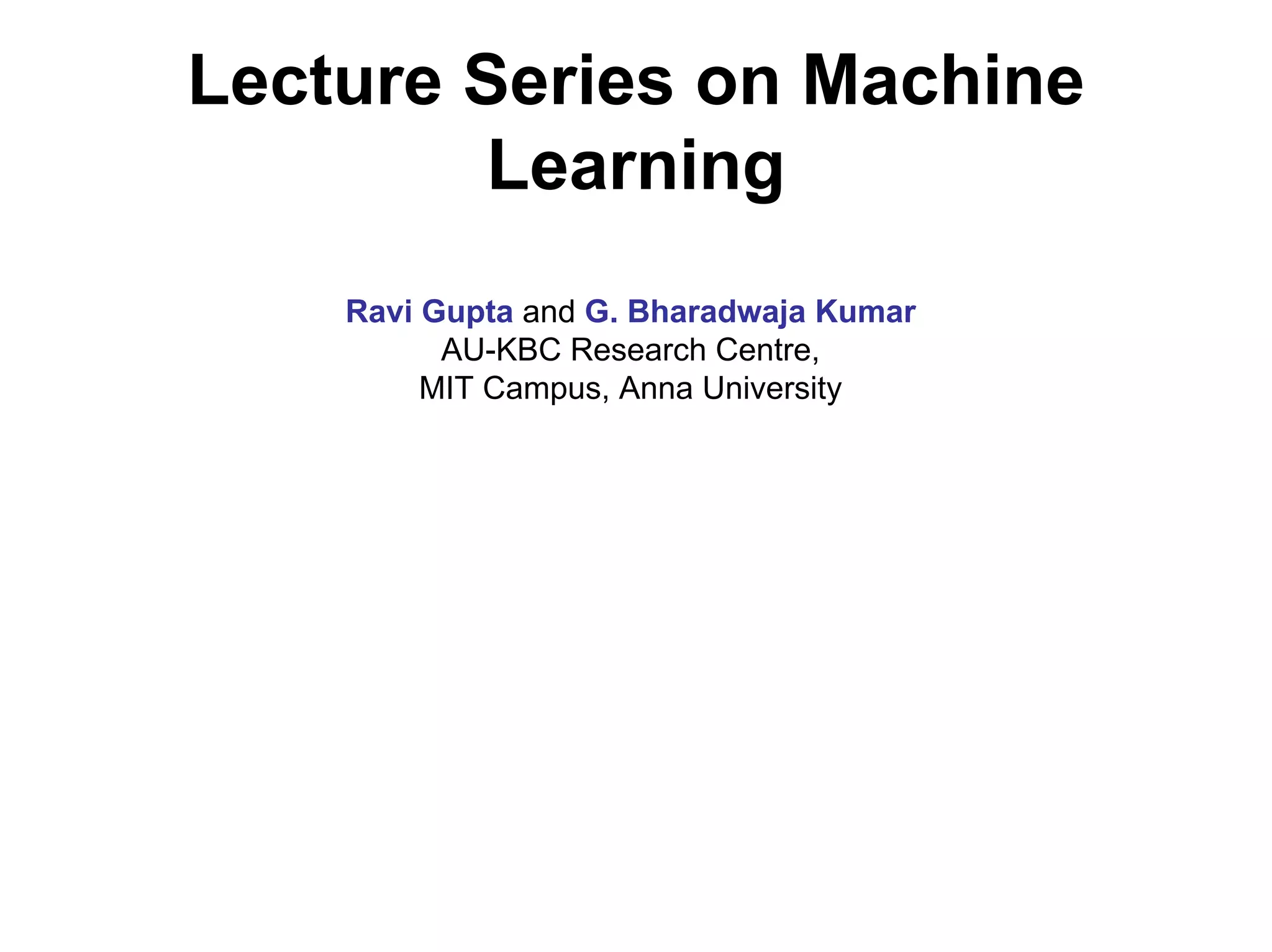 Machine learning Lecture 1
