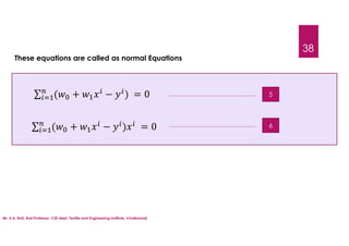 38
These equations are called as normal Equations
Mr. U.A. Nuli, Asst.Professor, CSE dept, Textile and Engineering Institute, Ichalkaranji
∑ ( + − ) = 0
∑ ( + − ) = 0 5
6
 