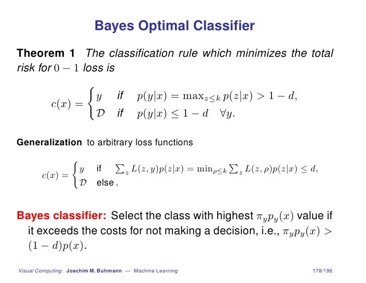 bayes optimal classifier in machine learning