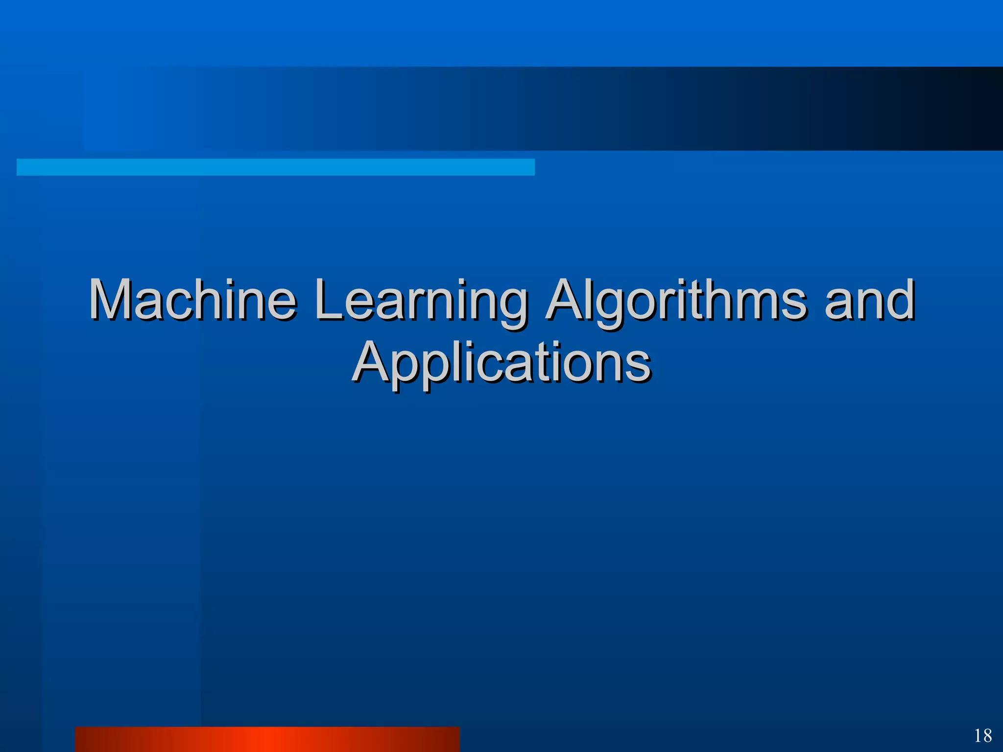 Machine Learning Algorithms and Applications 