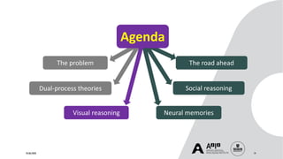 24/06/2020 19
Dual-process theories
The problem
Neural memories
Agenda
Social reasoning
The road ahead
Visual reasoning
 