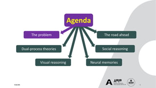 24/06/2020 2
Dual-process theories
The problem
Neural memories
Agenda
Social reasoning
The road ahead
Visual reasoning
 