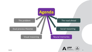 24/06/2020 45
Dual-process theories
The problem
Neural memories
Social reasoning
The road ahead
Visual reasoning
Agenda
 