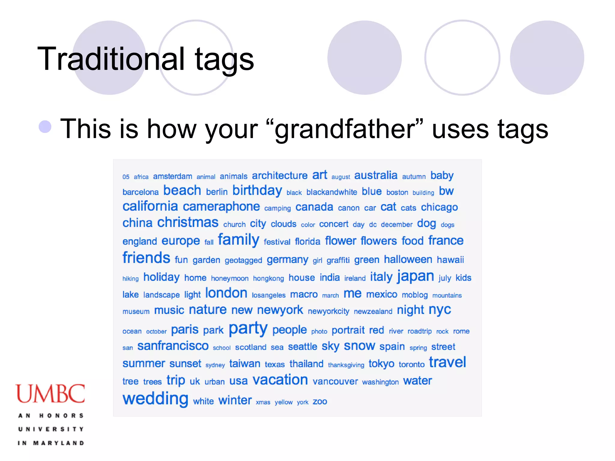 Traditional tags This is how your “grandfather” uses tags 