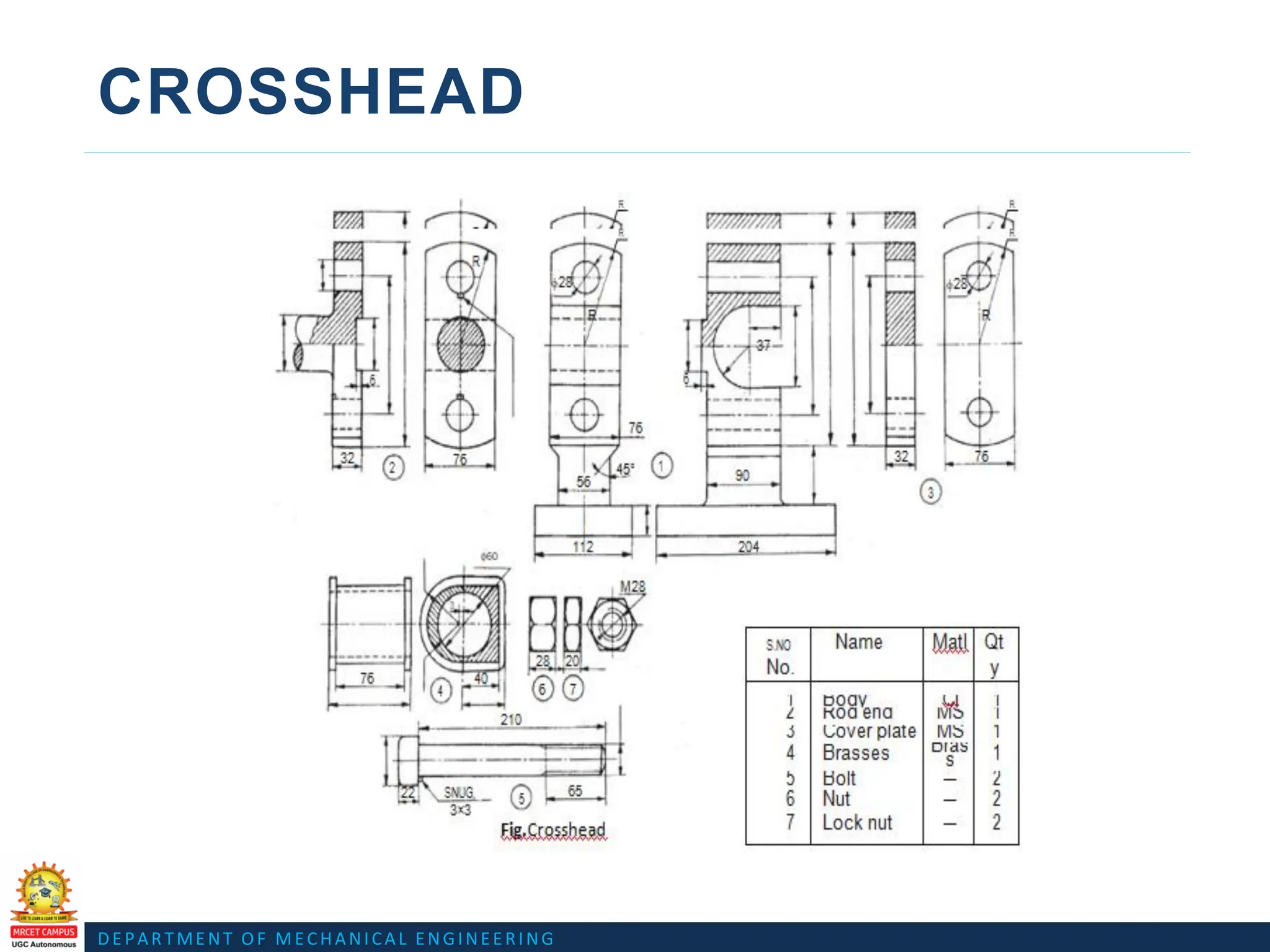 DEPARTMENT OF MECHANICAL ENGINEERING
CROSSHEAD
 