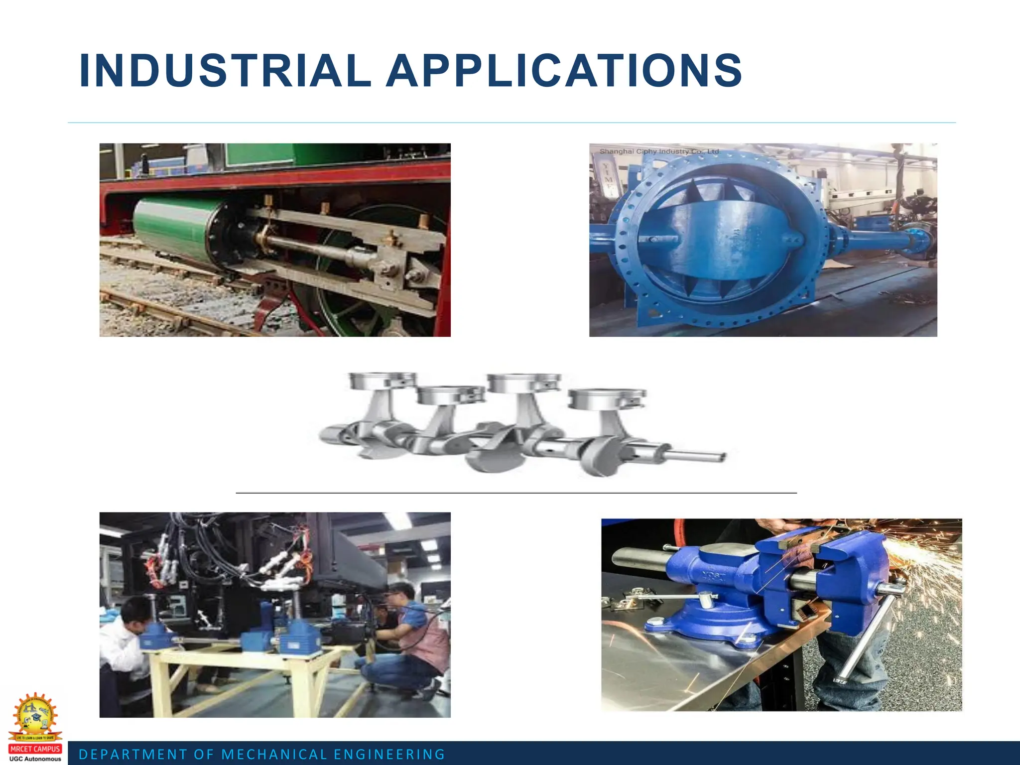 DEPARTMENT OF MECHANICAL ENGINEERING
INDUSTRIAL APPLICATIONS
 