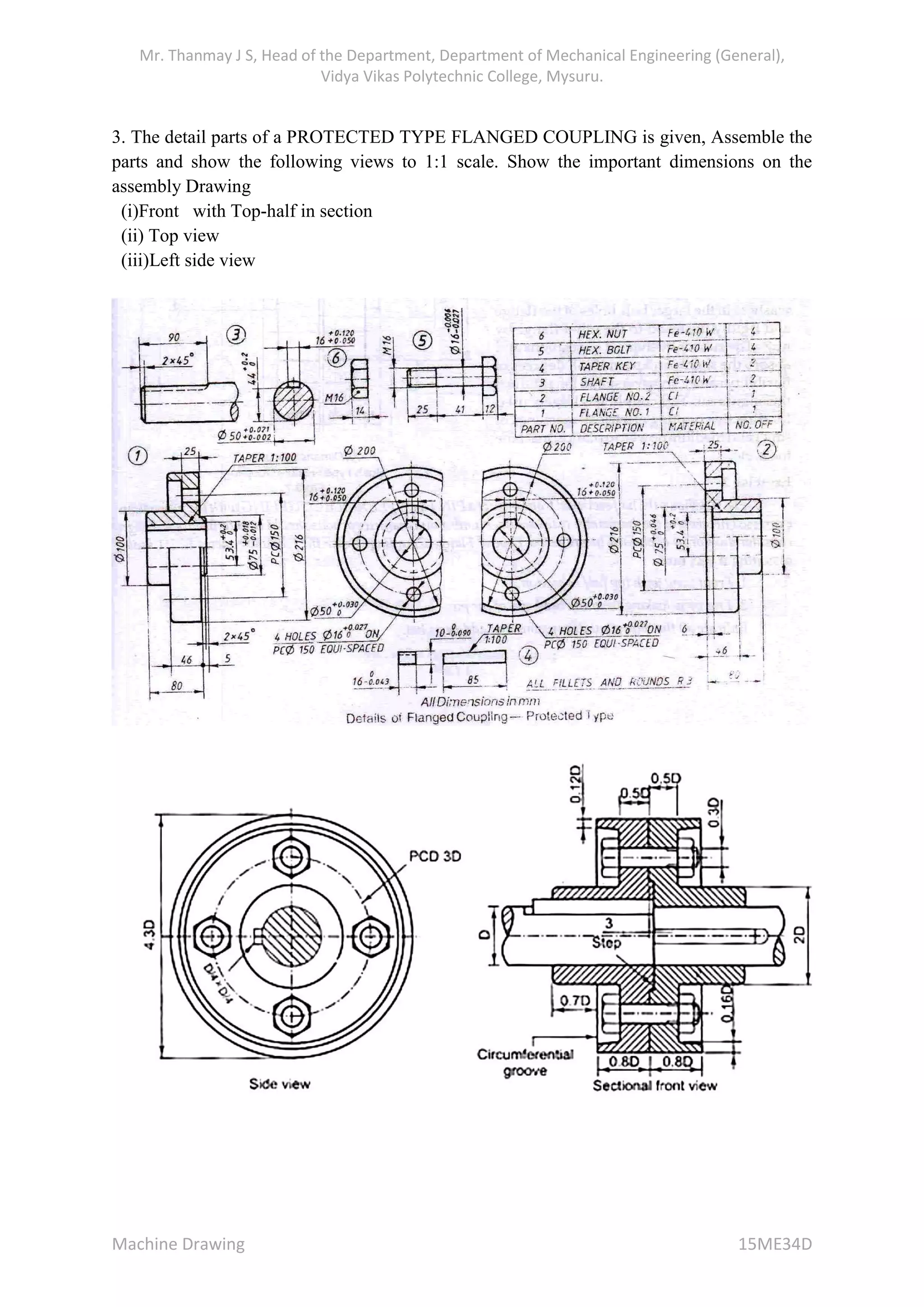 Machine drawing notes 15 me34d | PDF