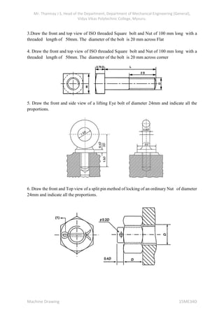 Machine drawing notes 15 me34d | PDF
