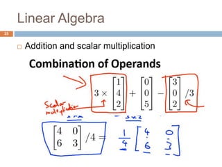 Linear Algebra
25
 Addition and scalar multiplication
 