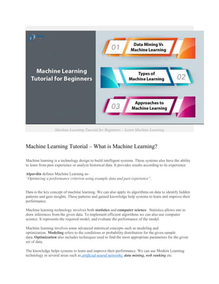 Machine Learning Tutorial for Beginners | PDF