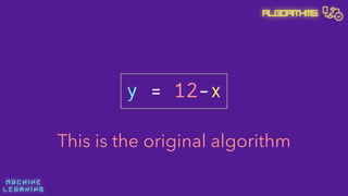 M A C H I N E  
L E A R N I N G
Algorithms
y = 12-x
This is the original algorithm
 