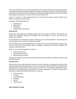 Problem Statement Examples For Machine Learning Tasks Machine Learning: Need of Machine Learning, Its Challenges and its ...
