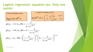 Logistic regression: equation (ex. Only one
samle)
Dr. Marwa M. Emam 26
 