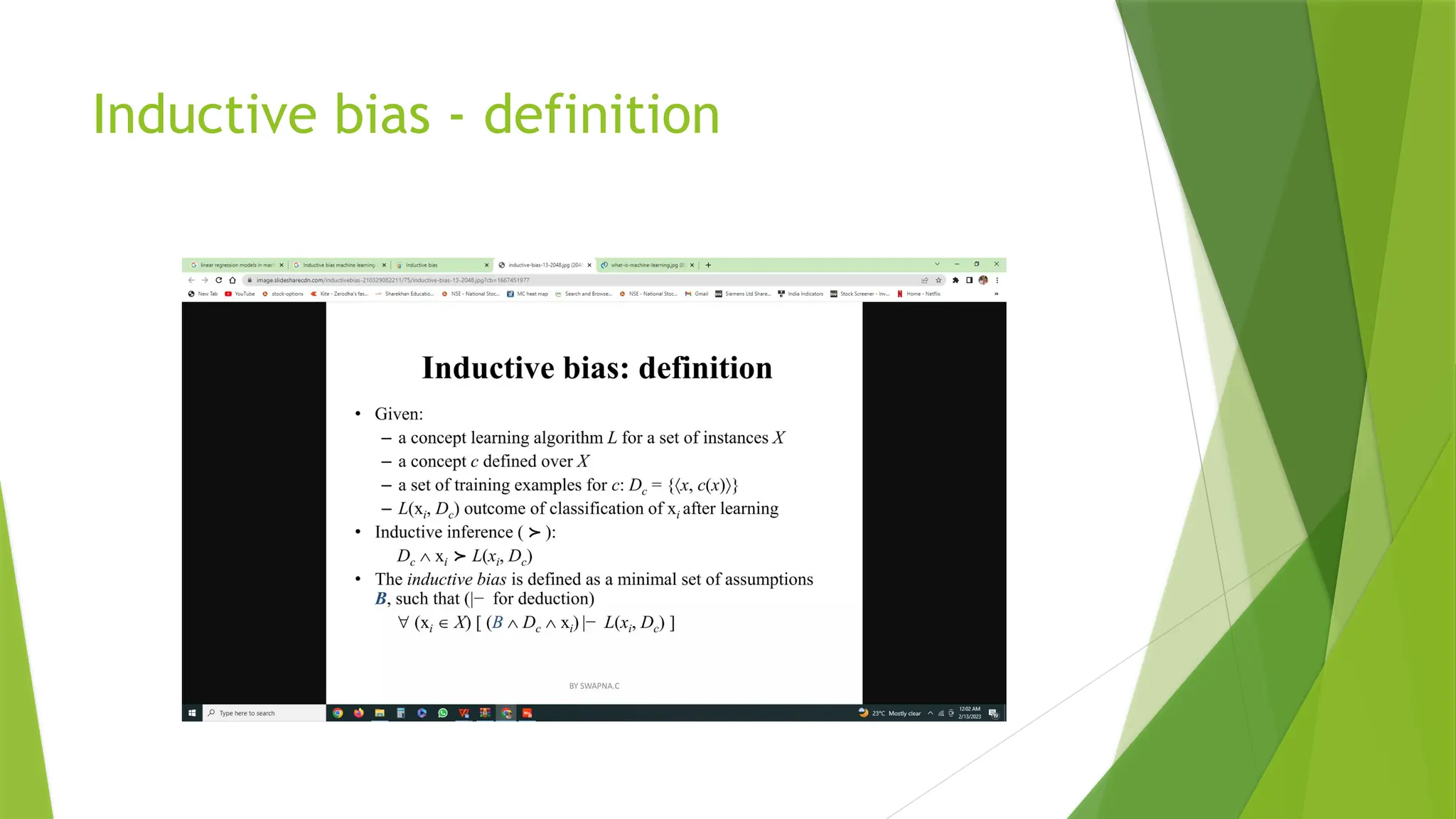 Inductive bias - definition
 