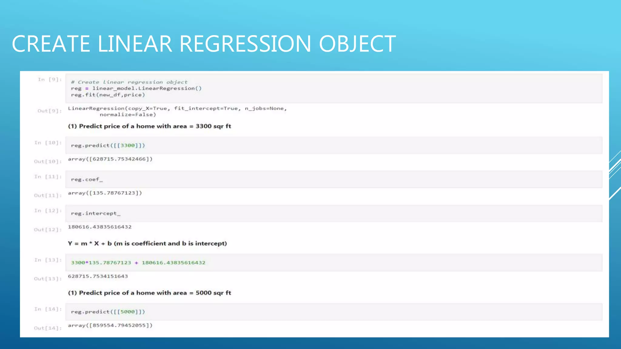 CREATE LINEAR REGRESSION OBJECT
 