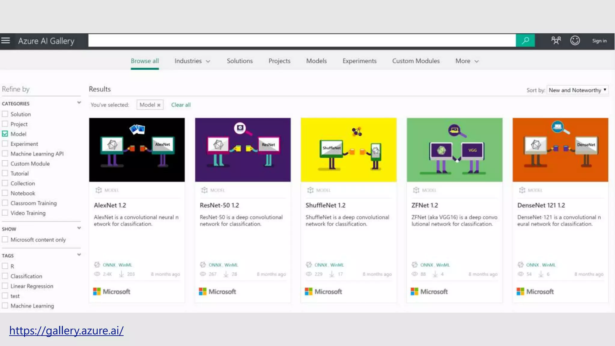 https://gallery.azure.ai/
 
