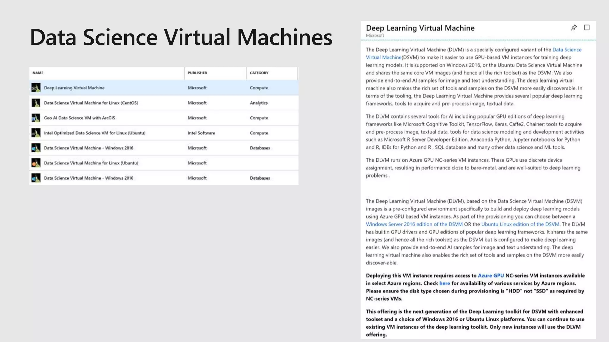 Data Science Virtual Machines
 