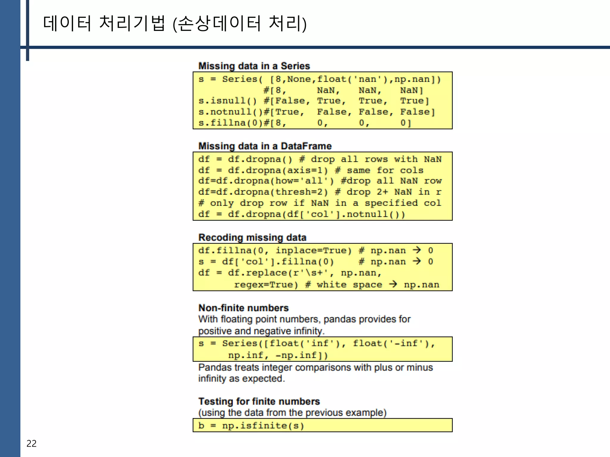 22
데이터 처리기법 (손상데이터 처리)
 