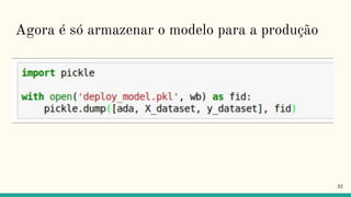Agora é só armazenar o modelo para a produção
32
 