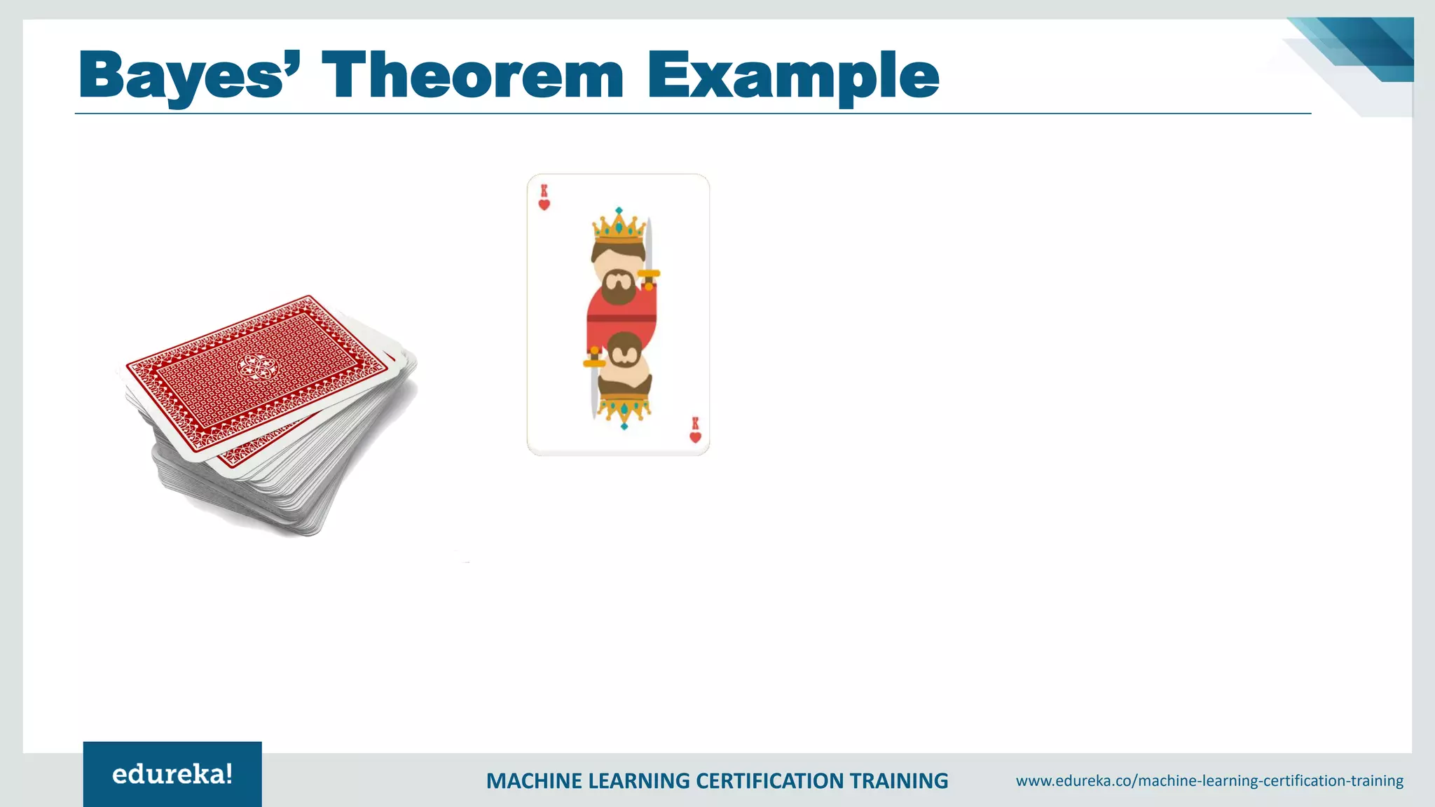 MACHINE LEARNING CERTIFICATION TRAINING www.edureka.co/machine-learning-certification-training
Bayes’ Theorem Example
 