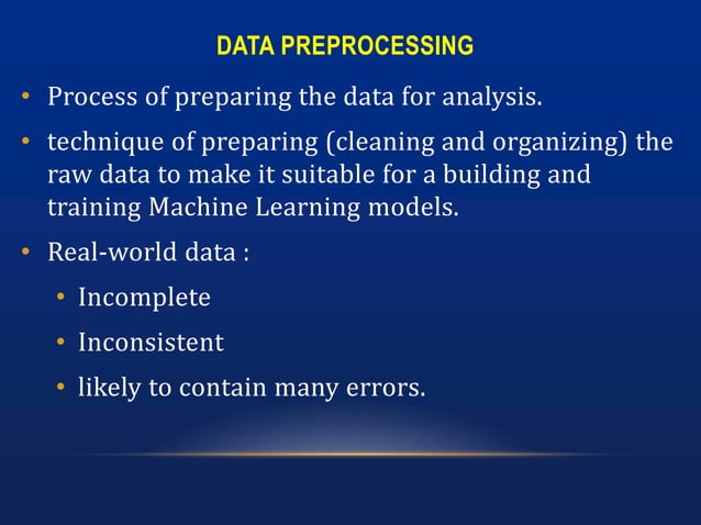 Data preprocessing in Machine learning | PPTX