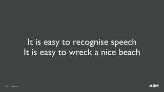 14 ©ARM 2016
It is easy to recognise speech
It is easy to wreck a nice beach
 