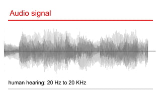 Audio signal
human hearing: 20 Hz to 20 KHz
 