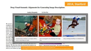 2014, Stanford
http://cs.stanford.edu/people/karpathy/deepimagesent/devisagen.pdf
https://gigaom.com/2014/11/18/google-stanford-build-hybrid-neural-networks-that-can-explain-photos/
 
