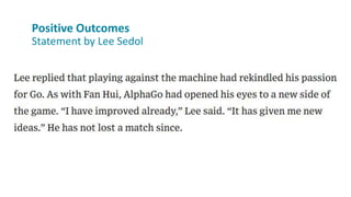 Positive Outcomes
Statement by Lee Sedol
 