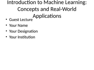 Comprehensive Introduction to Machine Learning Concepts and ...